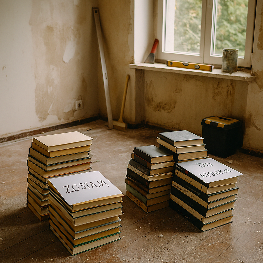 Książki podzielone na takie do wydania i zostawienia