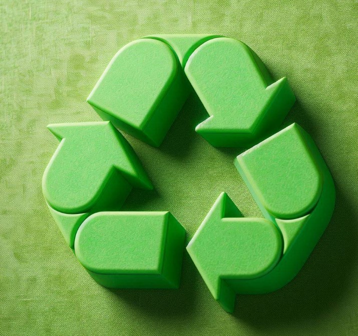 symbol recyklingu na zielonym tle