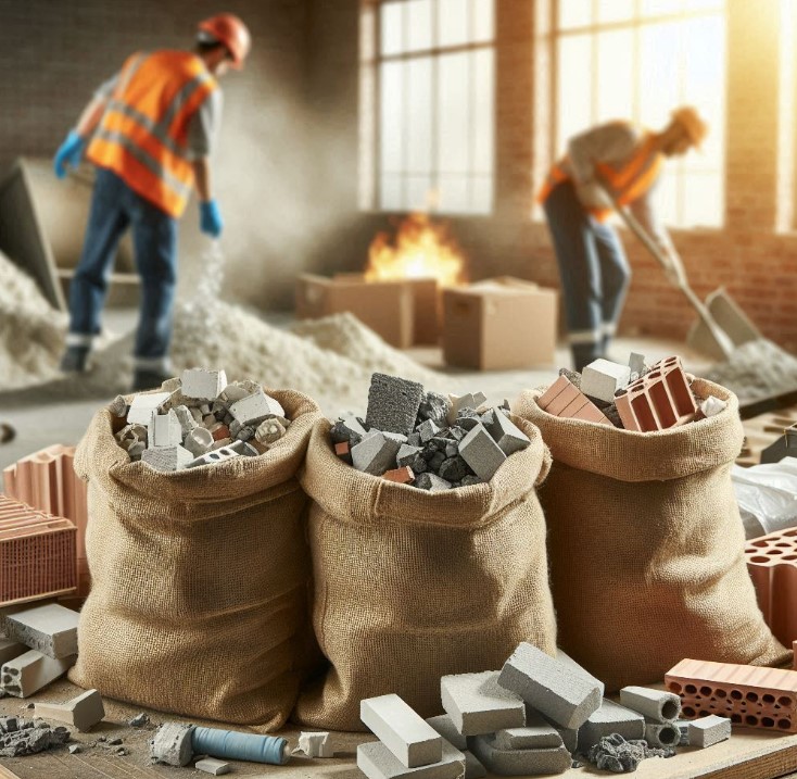 worki big bag wypełnione gruzem